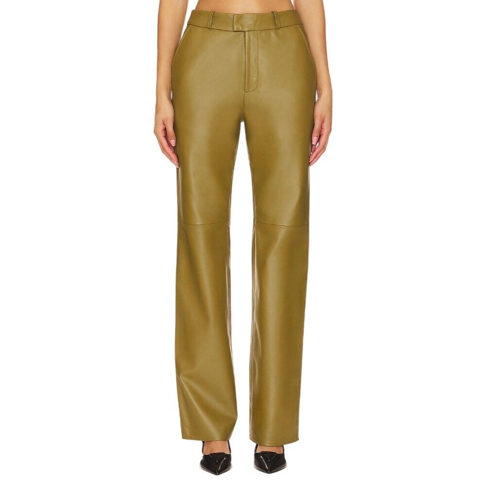Camila Coelho Olive Leather Pants